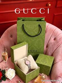 GUCCI 綠色手錶禮盒附圖案禮品袋，中性包裝盒，適合生日、節日與手錶店，僅空盒 - 綠色 - 查看 2
