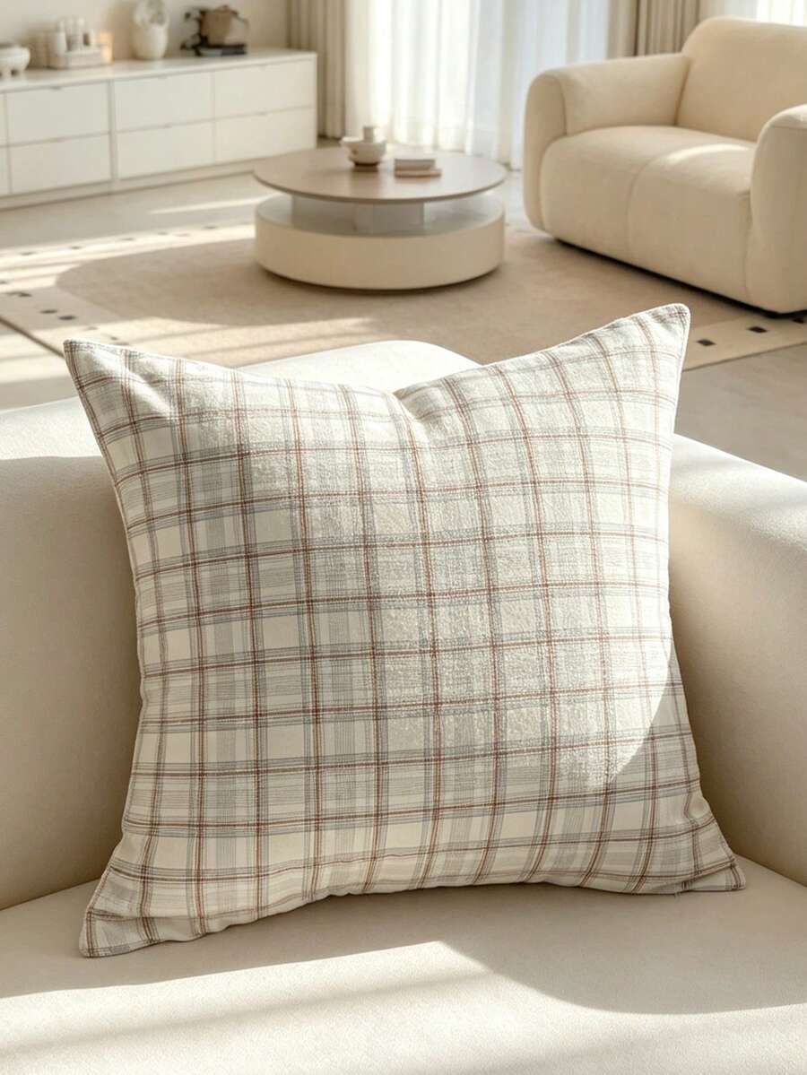 1pc 100% Polyester Bohemian Style Textured Crinkled Embossed Decorative Pillow Cover, Invisible Zipper, No Filling, Soft And Comfortable, Minimalist Style, Suitable For Living Room, Dining Room And Bedroom Decor - Multicolor - View 1