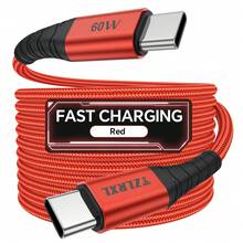 最新 60W 超快充充電器，USB-C 轉 Type-C 介面數據線，適用於 iPhone 18/17/16/15/ 快充及其他設備快充 - 紅色 - 查看 9