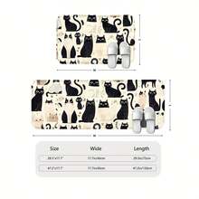 Cat Pattern Kitchen Mat: Non-Slip Durable Bathroom Mat, Comfortable Standing Running Carpet, Suitable For Kitchen, Home, Office, Sink, Laundry Room, Bathroom, Spring Decor, Available In Multiple Size Options - Multicolor - View 5