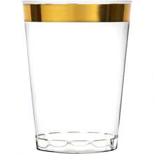 Thickened 10oz Gold Rim Plastic Cups | Spill-Proof & Deformation-Resistant | Cold Drink Party Cups | Catering Use | Cross-Border Hot Seller - Gold - View 5
