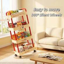 1pc Dopamine Movable Multi-Layer Storage Rack, Floor Standing Organizer Shelf, Home Bedroom Bathroom Living Room Dorm Snack Storage Rack - Multicolor - View 6