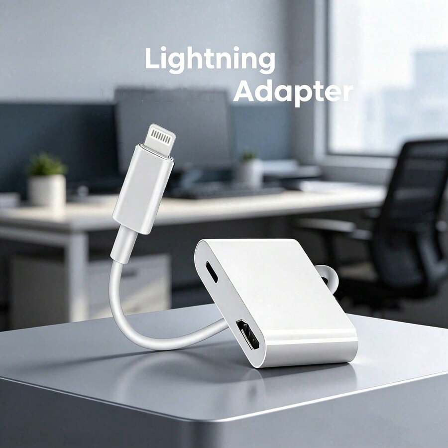 1个Lightning转适配器,高清显示连接器,适用于电脑、电视、多种设备,支持快速充电,即插即用,兼容 14 Pro Max/14 Pro/14 Plus/14/13/12/11系列 - 白色 - 查看 1
