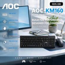 AOC KM160 Mouse & Keyboard Set, Waterproof & Durable, Ergonomic Design, Excellent For Office - View 1