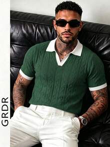 GRDR Men's Knitted Short Sleeve Casual Top - Green - View 2