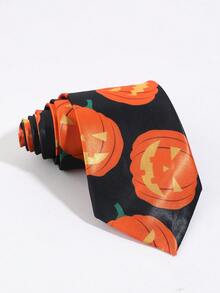 1PC Fashion Casual Versatile Funny Halloween Pumpkin Head Pattern Tie, Suitable For Halloween Party And Banquet - Multicolor - View 6