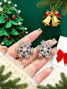 10pcs Christmas Rhinestone Snowflake Hair Clips, Girls Autumn/Winter Side Bangs Clips, Loose Hair Clips, Premium Hair Accessories - Multicolor - View 8