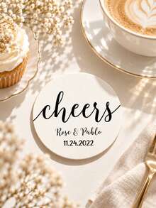 20/50/100/200/300/500pcs Personalized Wedding Paper Coasters, Customizable Name/Date/Text, Suitable For Wedding, Engagement Decoration, Exclusive Tabletop Protection Mat, Can Be Used As Table Setting Drink Holder, Anniversary Supplies - Multicolor - View 8