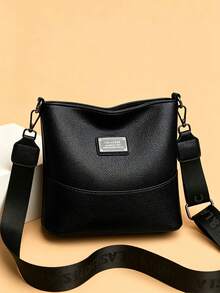 High-End Large Capacity Soft Leather Women's Dumpling Bag, New Fashion Versatile Shoulder Crossbody Bag, Middle-Aged Mom Bag - Black - View 1