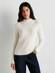 HEYMINI 100% Cashmere, Women's Soft & Comfortable Cashmere Sweater, Long Sleeve Regular Fit Knit Pullover, Autumn/Winter Fashion - White - View 6