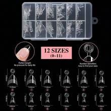 120pcs Size M Almond Shaped Half Cover Matte False Nail Tips, Ultra Short Almond Shaped Soft Gel Nail Stickers, Suitable For Small Nail Beds - Clear - View 6