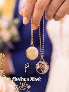 1PC Customized Photo Necklace, Personalized Picture Necklace, Wedding Photo Gift, Memorial Necklace, Anniversary Gift, Mother's Gift, Women's Gift, Customized Birthday, Anniversary Gift, Christmas, Halloween Gift - Multicolor - View 1