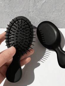 2pcs/1pc Black Pneumatic Hair Brush, Fine Nylon Bristles With Ball Tips, Elastic Base, Suitable For Scalp Massage, Effectively Reduces Frizz And Enhances Hair Volume, Minimalist Design, High-End Professional Hair Care Tool, Unisex, Suitable For Daily Use In Summer - Air Cushion Comb - View 5