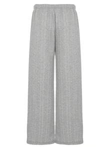 Casual Cable Knit Wide Leg Pants Women Drawstring Low Waist Lounge Trousers Preppy Y2K Fall Winter - Light Grey - View 9