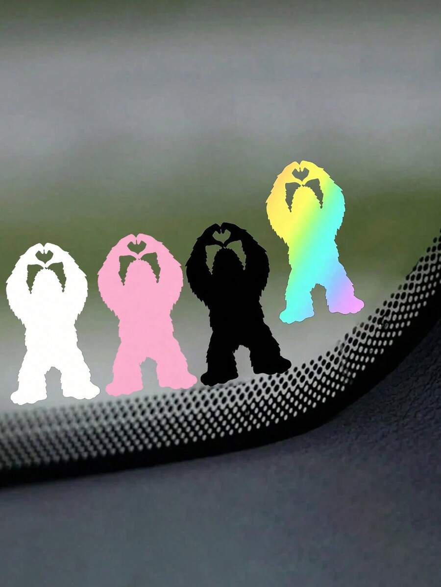 1pc Mini Bigfoot Heart Gesture Vinyl Sticker: Bigfoot Hidden Edition Car Sticker, Car Rearview Mirror Sticker - Car Accessories, Home Decor, Office Desk Decor Accessories - Multicolor - View 1