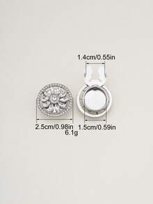 1/2/4pcs 25mm Women's Rhinestone Button Covers, Crystal Button Caps, Detachable Clip-On Button Covers, Crystal Decorative Buttons For Clothing, Lead Color, Suitable For Dresses, Suits, Formal Wear, Shirts - Multicolor - View 5