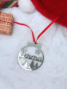 Custom Acrylic Christmas Decor - Personalized Name Pendant, Laser Cut Christmas Tree Ornament, 2026 First Christmas Gift For Family, Couples And Friends, Christmas Ball Name, Laser Cut Name Tag, Christmas Pendant, Red Hanging Rope - Multicolor - View 17