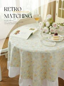 1pc Ruffle Edge Tablecloth, Fresh Country Style, Suitable For Dining Table Decoration, Picnic Tablecloth, Holiday Celebration, Wedding Party Gathering, Birthday Banquet, Daily Dining Table, Kitchen And Restaurant Decor, All Seasons, Home Decor - Mint Green - View 5