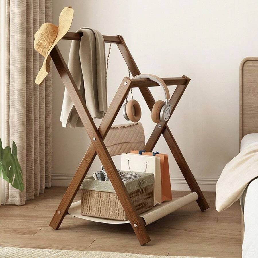 Giá treo áo khoác tự đứng hình chữ X gấp gọn, kệ lưu trữ đa năng cho quần áo, mũ và túi xách, đồ dùng sắp xếp cho phòng ngủ và lối vào nhà
