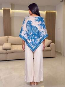 Women's Full Print Top And Pants Arabic Costume Set - Multicolor - View 3