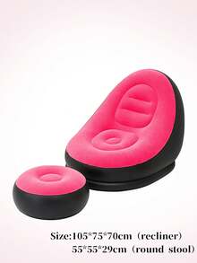Single Inflatable Air Sofa With Matching Foot Stool, Soft Flocked PVC Ergonomic Lounge Chair, Foldable Portable Inflatable Couch For Home Living Room, Backyard, Camping - A - View 16