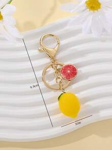 2 buah Gantungan Kunci Tas Bentuk Buah Lemon & Jeruk Bali yang Kreatif dan Lucu, Cocok Sebagai Hadiah untuk Teman - Set Gantungan Kunci - View 4