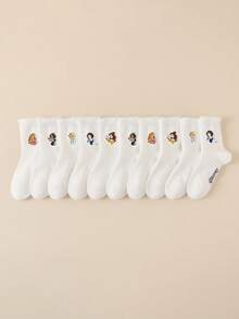 Disney Princess Socks 1/5/10 Grils Warm Fluffy Socks, Soft Fuzzy Cozy Mid-Calf Socks, Breathable Plush Lining Sleep Socks For Cold Weather - Multicolor - View 6