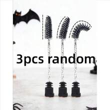 Random Pattern 5/3/1pc Halloween Theme Eyelash Glue Applicator, Crystal Stem Eyelash Brush, Spiral Stem Eyelash Brush, Eyebrow Brush. Multiple Halloween Theme Patterns. Used For Grooming And Styling, Eyelash Brush. - Multicolor - View 7