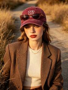 1/2pcs DOG GOT ME Print Washed Baseball Cap,Classic Casual Vintage Soft Adjustable Sun Protection Hat,For Outdoor Sports Daily Wear Party Travel Gift - Multicolor - View 2