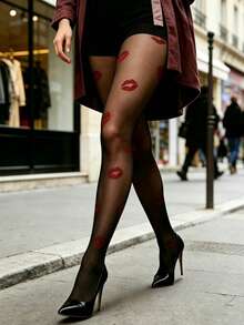 1 Pair Women's Tights With Designer Pattern - Multicolor - View 5