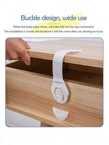 10pcs White Safety Cabinet Lock Safety Protection Drawer Door Cabinet Lock Plastic Door Lock - A - View 6