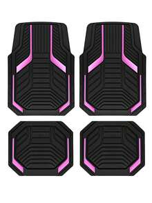 4pcs Universal Car Floor Mats Set - Red & Black Abstract Geometric 2D Print Car Interior Liners, Non-Slip All-Weather Front & Rear Floor Mats, Fashionable Interior Accessories For Sedan, SUV, Truck, Van - A - View 14