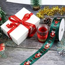 1 Roll (5 Yards) Christmas Ribbon, Printed With Nutcracker, Reindeer, Christmas Tree And Other Patterns, Suitable For Christmas Wreaths, DIY Gift Wrapping, Floral Arrangements And Holiday Decorations - Multi-color - View 4