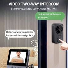 Video Doorbell With 10.92cm Screen, Wireless Smart Video Doorbell, Supports Two-Way Audio, Night Vision, Wide Angle, Video Recording, Local Storage, No Network And App Required - View 3