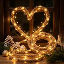 A Modern-Style Decorative String Light Featuring DIY Jute Rope Accents; Suitable For Indoor Decor And Craft Projects, As Well As For Bedrooms, Living Rooms, Gardens, Parties, Weddings, Halloween, And Christmas Celebrations. - Warm Light - View 2