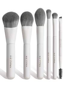 BS-MALL 6PCS Travel Makeup Brush Set Soft Velvet Synthetic Small Cosmetic Brush Complete Function Cosmetic Brushes Kit - White - View 1