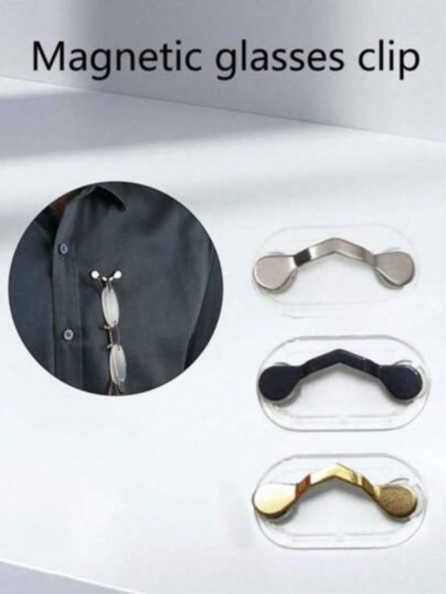 1pc Magnetic Glasses Holder, Portable Glasses Storage, Creative Magnetic Clothing Clip, Earphone Cable, Halloween ID Card - Magnetic Eyeglass Holder - View 1