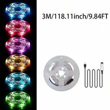 RGB LED Mood Light Strip, USB Plug And Play, 3-Key Control, Self-Adhesive & Cuttable, Multi-Color Dynamic Modes, Decor Light For TV, Cabinet, Gaming Setup, Wall Decor - 3Key RGB - View 13