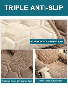 ZXZGM 1pc Full Coverage Recliner Chair Cushion With Armrest Pockets, Solid Color Quilted Hexagon Flannel Sofa Cover, Non-Slip Anti-Scratch Cat-Proof Machine Washable, Multi-Functional Reclining Stretchable Single Slouchy Sofa Cover, All-Season Home Living Room Gaming Chair Dust-Proof Dirt-Resistant Seat Pad, Pet-Friendly Wear-Resistant Thickened Sofa Cover, Autumn Home Textile Decor, Fall, Autumn, Fall Decor, Sofa Cover, Couch Cover - Coffee Brown - View 2