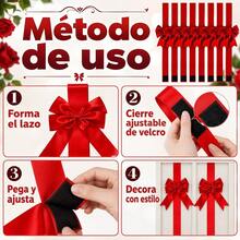 Christmas Red Cabinet Bows, 198cm Polyester Decorative Ribbon With Hook And Loop Fastener For Kitchen Cupboard, Door And Window Holiday Decor - 8Pcs - View 4