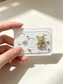 NNBILI Fluffy Pearl Bear Camera Lens Protector Film Compatible With IPhone 18 Pro Max/18 Pro/17 Pro Max/17 Pro, 3D Rhinestone Star Heart Diamond Decorated Camera Cover, Anti-Scratch Tempered Glass Lens Sticker, Cute Phone Camera Decoration - Light Brown Bear Pearl Necklace - View 8