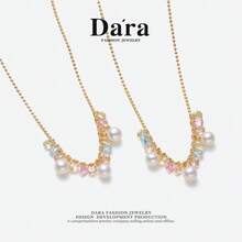 DARA Freshwater Pearl Necklace S925 Silver 5-6mm Near Round High Luster Macaron Color Women's Birthday Gift - Multicolor - View 6