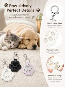 Cute Paw-Shaped PU Leather Pet Hair Storage Keychain, Multi-Purpose Bag Charm Phone Pendant, Warm Memorial Gift For Pet Owners - Multicolor - View 5