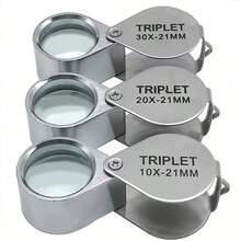 10-30X Pocket Loupe Magnifier Jewelry Magnifying Glass Foldable Diamond Lupa Triplet Jewelers Eye Glass Tool Reading Magnifier - A - View 2
