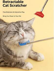 5/3/1pc Long Handle Cat Teaser Wand, Telescopic Massage Comb, Pet Itch Scratching Tool, Skin-Friendly Grooming Rake, Cat And Dog Toy - Multicolor - View 5