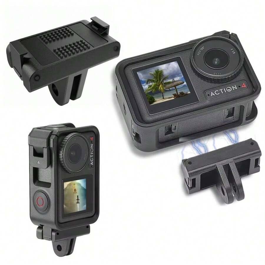 Adaptor Cakar Ganda Magnetik Ulir 1/4" untuk Port Universal Action 4/Action 3 untuk Aksesori Kamera Action 4/Action 3