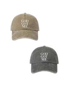 1/2pcs DOG GOT ME Print Washed Baseball Cap,Classic Casual Vintage Soft Adjustable Sun Protection Hat,For Outdoor Sports Daily Wear Party Travel Gift - Multicolor - View 18