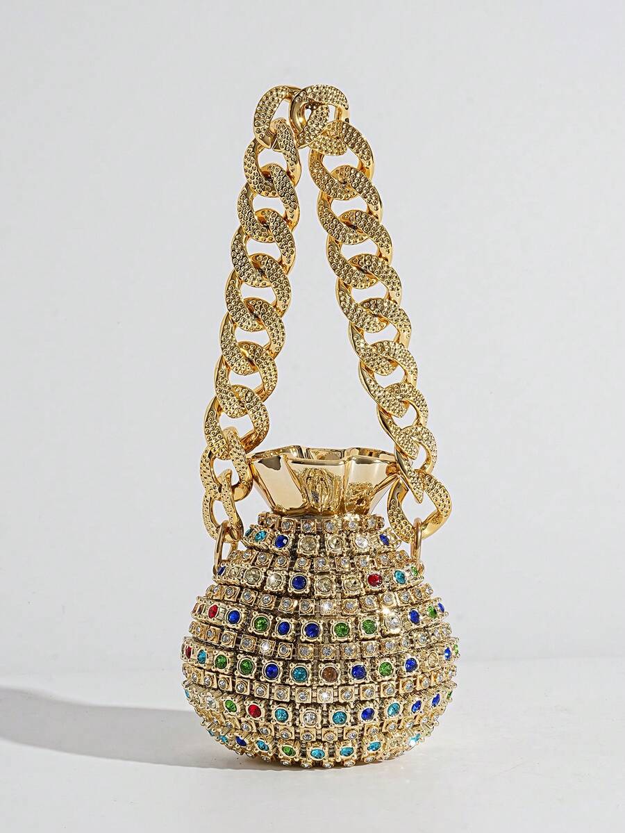 European And American Popular Creative Mini Rhinestone Gold Bottle ...