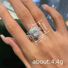 Ins Style 2026 Snowflake Floral Sparkling Ring For Women, Proposal Engagement Wedding Jewelry, Premium Luxury - Platinum - View 5