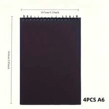 4 Packs A6 Premium Art Sketchbook Set, With A Top Spiral Binding, Suitable For Artistic Painting And Sketching. Perfect Gift - Black - View 3